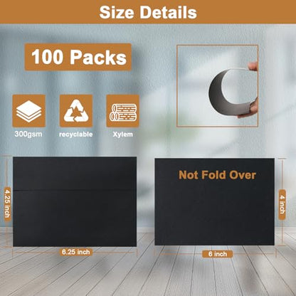 Silunkia 100 Packs Black Blank Greeting Cards with Envelopes 4 x 6 - color: Black, size: 4x6-100pcs