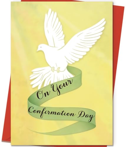 ICOOLYI Confirmation Card for Boys and Girls, Confirmation Gifts for Teens, Holy Spirit Dove Design, Catholic Religious Keepsake Card - color: WY-526