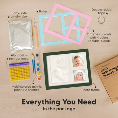 Baby Hand and Footprint Kit,Quick Dry Clay Baby Footprint Kit(Hunter Green) | Pets Paw Kit, Newborn Keepsake Picture Frame for Boys, Girls, Personalized New Mom Gifts for Shower & Registry, Grandparents - color: Hunter Green