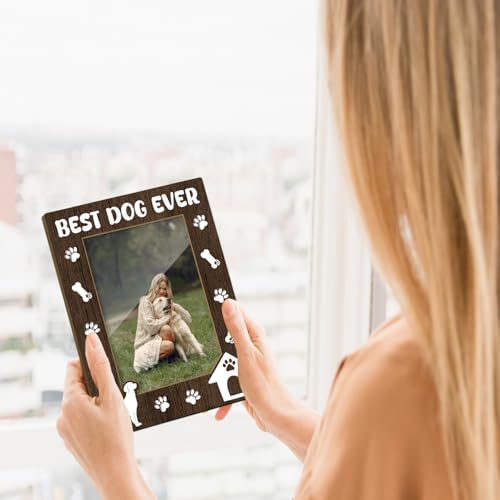 Best Dog Ever Picture Frame, Dog Memorial Photo Frame for Pet Lovers Friends, New Puppy Gifts 4x6 Wood Photo Frame, Home Bedroom Office Shelf Table Decor -025 - style: Best Dog Ever