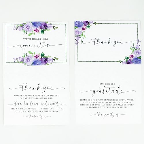 Funeral Thank You Cards with Envelopes Message Inside | 4×6 Inches 48 Pack, Sympathy Thank You Cards for Funeral Bereavement