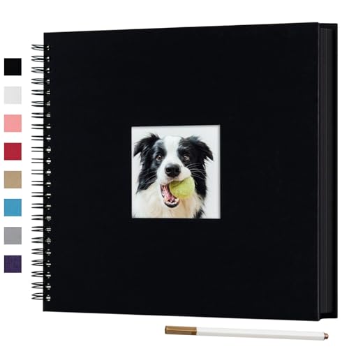 12 x 12 Inch Large DIY Scrapbook Photo Album with Window 80 Pages,Black | Scrap Book with Craft Paper, Scrapbooking Albums, Memory Book for Weeding, Family, Travel, Baby Shower - color: Black, size: 12 x 12 inch