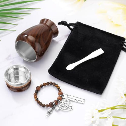 Small Urn for Human Ashes Aluminium Keepsake Memorial | Mini Urn for Ashes, Meaningful Memorial Keepsake Gift, Durable Aluminum Cremation Urn with Elegant Design - style: Wood Grain