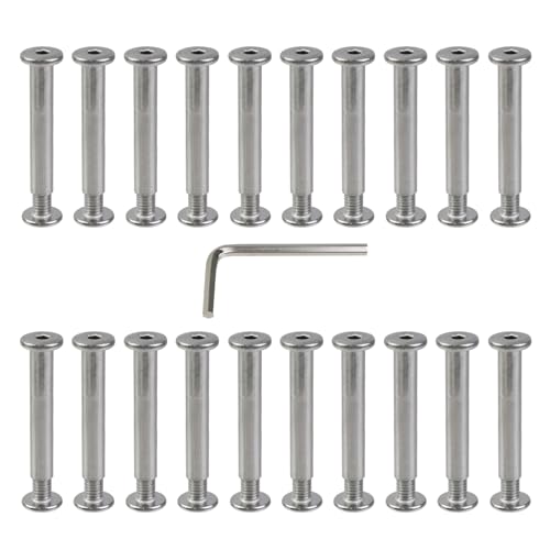 Oedema 20 Sets M5×10mm Silver Screw Rivets Φ6×35mm Furniture Nuts Stainless Steel Binding Post Screw for Leather Binding, Furniture - size: M5×10mm, Φ6×35mm