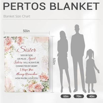 Jekeno Rose Sister Throw Blanket Gifts for Women Bestie 50"x60" - color: Pink Sister Gifts, size: 60x50 Inch