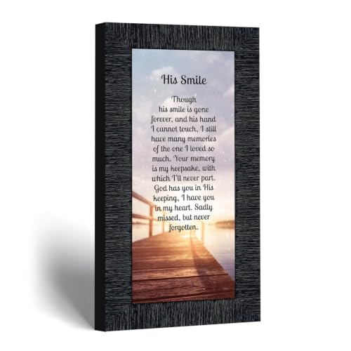 Crossroads Home Décor His Smile, in Memory of a Loved one, Loving Memory Gift, 7373CH | Sympathy Gifts for Loss of Loved One, Memorial Gifts for Loss of Dad, In Memory of Dad, Grief Gifts for Husband or Grandpa - color: Charcoal, size: 4"L x 10"W