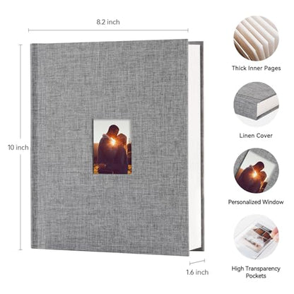 Instax Mini Photo Album with Writing Space, 112 Pockets, Grey | Compatible with 2x3 inch & Polaroid Pictures, Recessed Clear Pockets, Wedding Guest Book and Family Memories - color: Grey, size: 112 Pockets