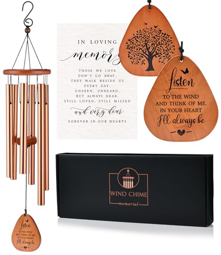 Memorial Sympathy Wind Chimes Gifts, Sympathy Gifts for Loss of Loved One | Bereavement Gift Baskets, Home Decor Outdoor Garden, Soothing Melodic Tones for Grieving Hearts - size: Gold - Tree of Life