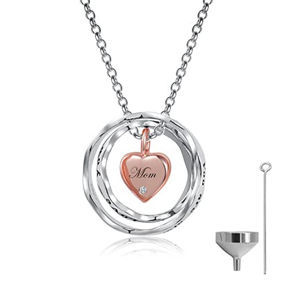 Sterling Silver Cremation Jewelry for Ashes Pendant Eternity Urn Necklace Keepsake Memorial Gifts You Are Always In My Heart I Love You Forever - color: Rose, style: Mom