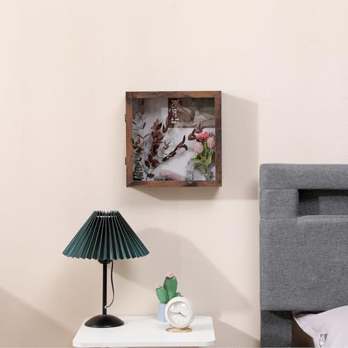 Muzilife 11x11 Shadow Box Picture Frame, 2.16 Deep, Real Glass, Honey Brown - color: Honey Brown, size: 11x11