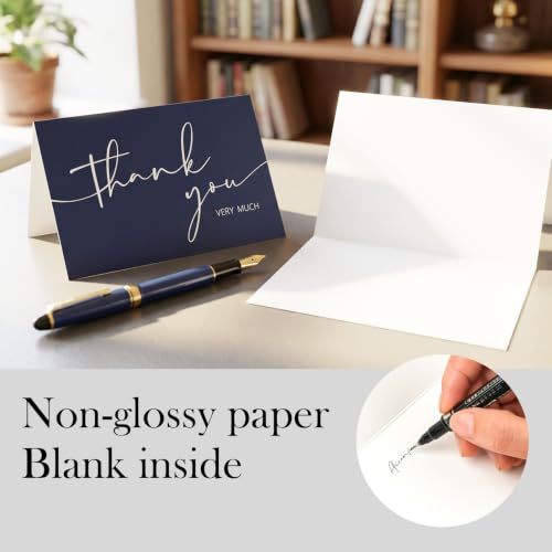 NESCCI 54 PCS Thank You Cards With Envelopes,3.5x5 Inch Minimalistic Design | Navy Blue Thank You Card,Thank You Notes for Wedding, Business, Baby Shower, Small Business, Funeral, Graduation - size: 54 Pack
