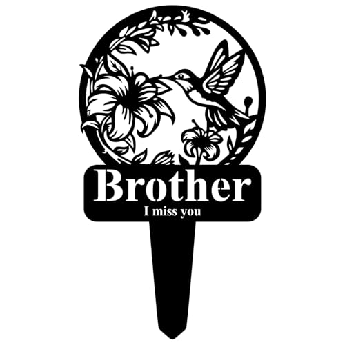 Memorial Grave Stake Brother - 12.5"x7.2" Metal Sympathy Plaque for Cemetery Decorations for Grave Markers Graveside Stakes Decor Sign for Graves Memorial Gift for Loss of Brother - color: Brother-3