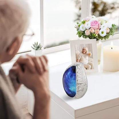 M MEILINXU Blue Miniature Urns for Human Ashes, Small Teardrop Keepsake Urn - color: Blue & Black, size: Small / Keepsake