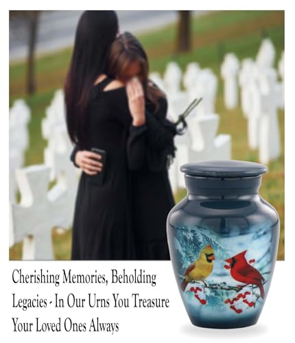 Immortal Memories Mini Cardinal Urn - Cozy Cardinals Sharing Urn with Velvet Case & Bag, Gray (CC-K Keepsake) - size: Keepsake