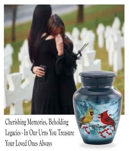 Immortal Memories Mini Cardinal Urn - Cozy Cardinals Sharing Urn with Velvet Case & Bag, Gray (CC-K Keepsake) - size: Keepsake