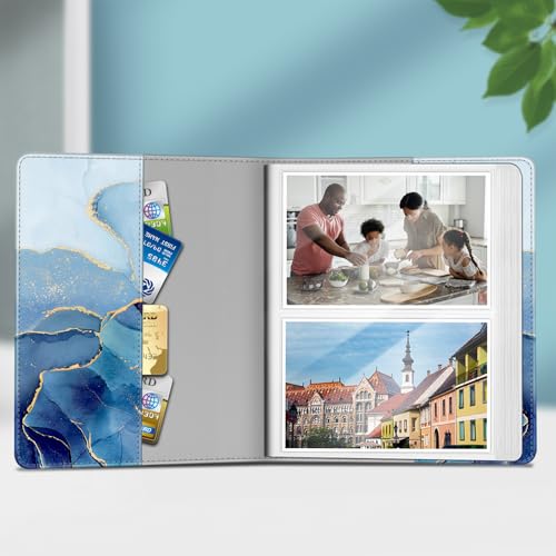 Fintie Photo Album 4x6 Photos - 112 Pockets Wallet Albums Memory Book | Vegan Leather Cover, 4X6 Picture Keepsakes, Family/Wedding/Travel Memory Book, Baby/Kids/Boys/Girls Gift, Ocean Marble - color: ocean marble