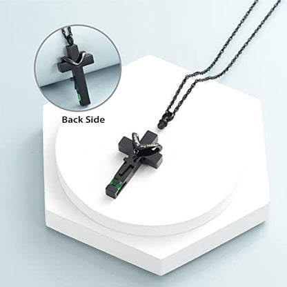 shajwo Cross Urn Necklace for Ashes Birthstone Rose Flower Cremation Jewelry for Women Gilrs Keepsake Memorial Ashes Pendant - color: A-Green