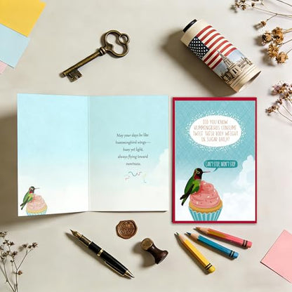 Funny Hummingbird Birthday Card - Humorous & Inspirational Design, Sweet Gift for Sweet-Toothed Friends, Family & Coworkers - color: QY-39