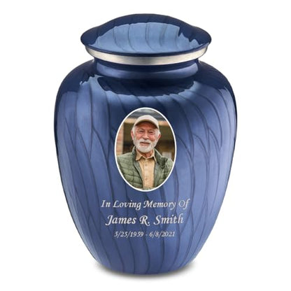 Geturns Embrace Adult Personalized Picture Cremation Urns for Human Ashes I Large Photo Pearl Cobalt Blue Funeral Urn for Men and Women I 200 lbs - color: Pearl Cobalt Blue