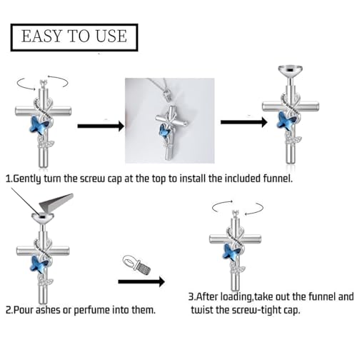 Cross Urn Necklace for Ashes 925 Sterling Silver Cremation Jewelry with Funnel Filler Kit Ashes Necklace for Human Women Girl Pets - color: A__Gold, style: Personalized