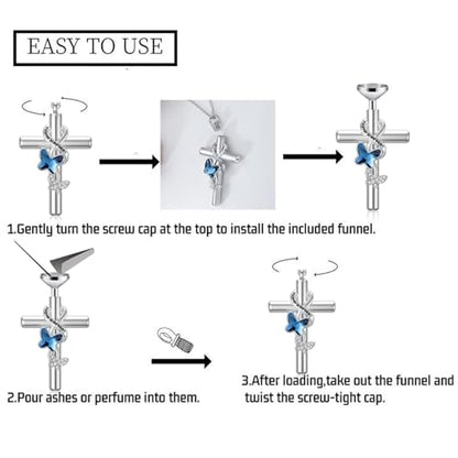 Cross Urn Necklace for Ashes 925 Sterling Silver Cremation Jewelry with Funnel Filler Kit Ashes Necklace for Human Women Girl Pets - color: A__Gold, style: Personalized