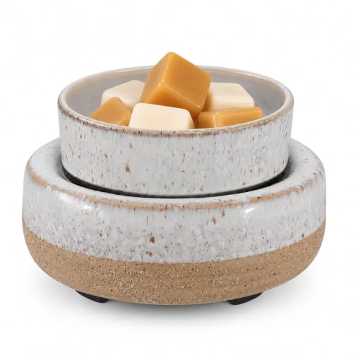 Wax Melt Warmer, Ceramic Candle Melter Melting Wax 3-in-1 Oil Burner Electric Fits Yankee Large Jar, Scented Candle Holder for Home Decor Gifts for Mom Grandma Women Girls - color: Light Blue-brown