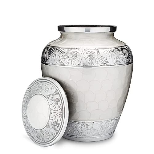 Serenity Memorial Urn - White Human Ashes Urn - 200LB Capacity with Bag - color: Serenity, size: 1 Large Urn