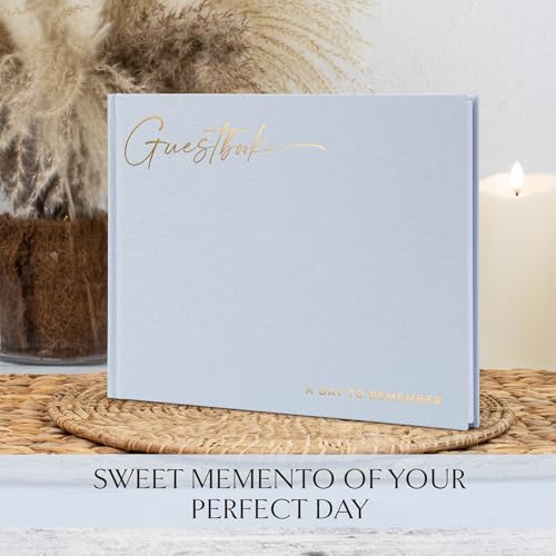 Beautiful Wedding Guest Book for Your Wedding Reception w/ Polaroid Photos | Simply Elegant Guestbook to Sign in and Add Photos - The Perfect Baby Shower Guest Book for the Special Day - color: Blue