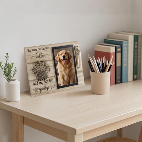 Dog Memorial Gifts for Loss of Dog, Picture Frame for 4.3x6.3in Photo with a Glass Bottle for Collect Hair, Loss of Dog Sympathy Gift - Cat Pet Bereavement Remembrance Picture Frame