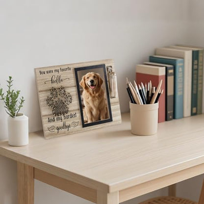 Dog Memorial Gifts for Loss of Dog, Picture Frame for 4.3x6.3in Photo with a Glass Bottle for Collect Hair, Loss of Dog Sympathy Gift - Cat Pet Bereavement Remembrance Picture Frame