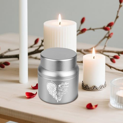 Small Urns for Human Ashes Cremational Keepsake, 2.2 Inches High Silver | Solid aluminum, Mini Pocket Size, Comes with velvet bag - color: 1 Pack Silver