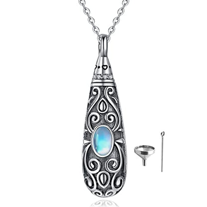 Sterling Silver Flower Tree Life Cremation Urn Necklace for Women - color: Tear *Cherry (Mo/St)