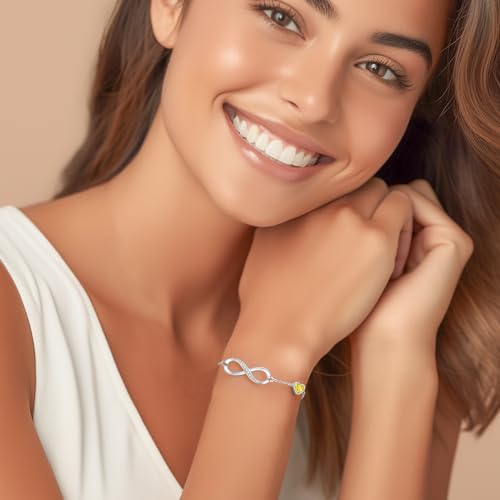 CDE 925 Sterling Silver Infinity Birthstone Bracelet Jewelry Gift for Women | Hypoallergenic,Non Tarnish,Heart CZ,Nickel-Free & Lead-Free,Anniversary Christmas Birthday Idea Gifts for Wife Girlfriend Her - color: 11-Nov.
