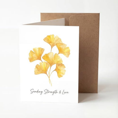 Sympathy Card, Watercolor Ginkgo Leaf Get Well - color: Sympathy Card 006