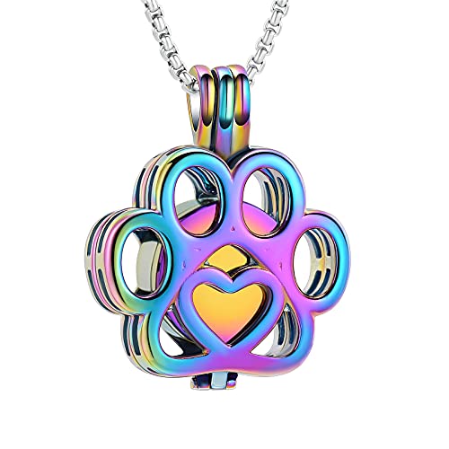 Oinsi Pet Cremation Jewelry For Ashes For Dog/Cat Paw Stainless Steel Memorial Locket Urn Necklace Inside Mini Case Keepsake Cremation Jewelry Women Men - color: All Colorful