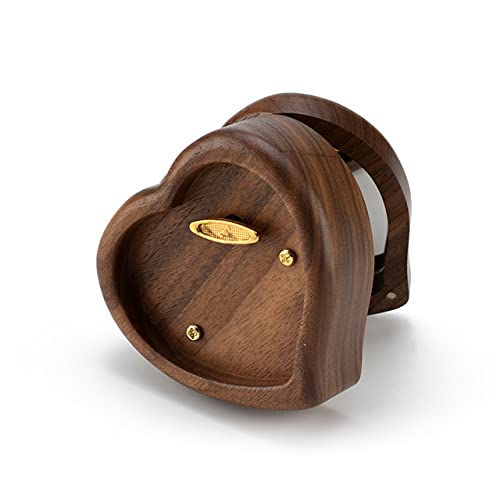 MusicBoxAttic 18 Note Heart Shaped Solid Walnut Musical Keepsake - Many Songs to Choose - Somewhere in Time - size: 351. Somewhere in Time