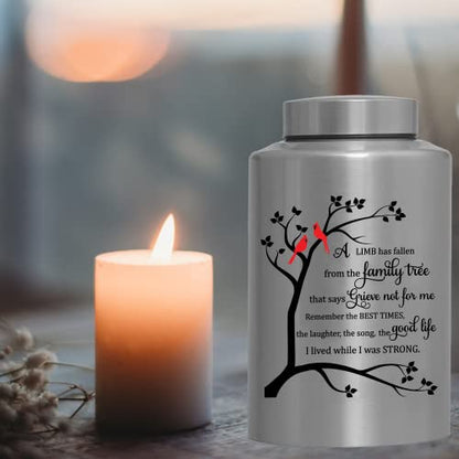 Cremation Urns for Human Ashes Adult Male Female Large Decorative Urn Cardinal Birds Urn up to 220lbs Memory Funeral Burial Urns for Human Ashes(Cardinals Family Tree) | Stainless steel, Personalized, Large Up to 220lbs, Decorative Urns, Urnas Para Ceniza
