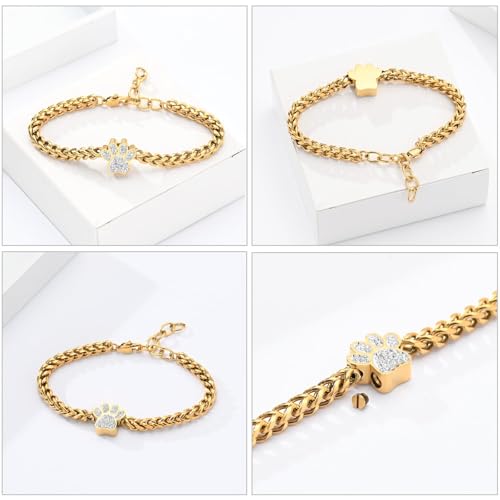 zeqingjw Urn Bracelet for Pets Ashes Pet Cremation Jewelry Stainless Steel Paw Print Pet Memorial Bracelet Pet/Dog's/Cat's Ashes Keepsake for Women Men - color: Customize