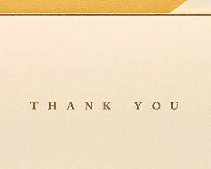 Papyrus Thank You Cards with Envelopes, Gold Border (16-Count) - color: gold, cream