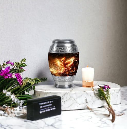 Phoenix Bird, Human Remains, 3 Inch, Metal Urns, Pack of 1, Handcrafted, Miniture for Male & Female, Small Keepsake, Little - size: 3 inch Keepsake 1PC