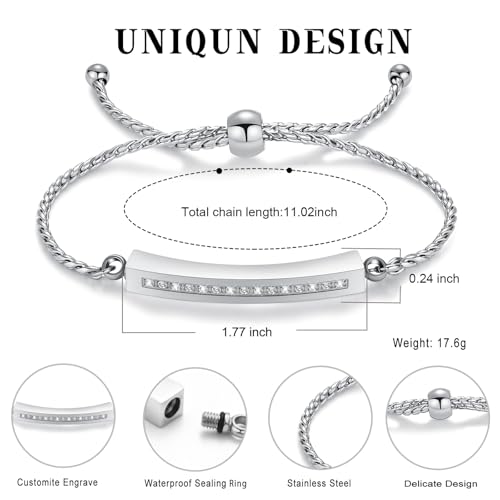 Minicremation Shiny Crystal Cremation Bracelet for Ashes for Women Cube Urn Bangle Locket Ash Holder Memorial Jewelry Bracelet Keepsake Gift - color: Silver