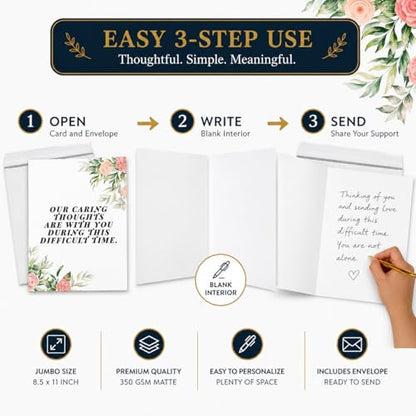 Andaz Press Jumbo Sympathy Card with Envelope, Sorry For Your Loss Card, Caring Thoughts Are With You, Pet Loss, Condolences Card with Big Blank Space to Send to Friends, Family, 8.5" x 11", 1-Pack - color: Caring Thoughts Are With You
