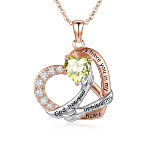 TUGHRA Memorial Heart Necklace, Birthstone Pendant for Loss of Loved One | For loss of mom wife child or loved one 18+2" adjustable birthstone gifts box anniversary or any grief day - color: August birthstone