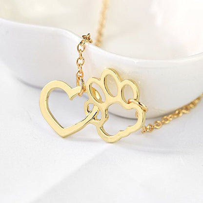 Sisadodo Paw Print Necklace for Women Girls Dog Cat Pet Footprints Choker Necklace Jewelry for Birthday Christmas Gifts Gold - size: Gold