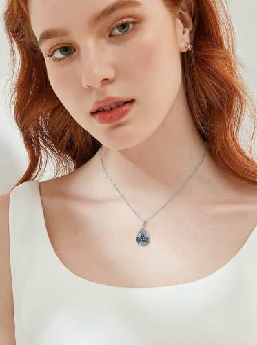 WINNICACA Urn Necklaces for Ashes 925 Sterling Silver Butterfly Hummingbird Dragonfly Teardrop Ash Necklace Cremation Jewelry Urn Pendants for Women Memorial Gifts for Birthday Christmas Funeral - style: 9-Pet Print Urn Necklace