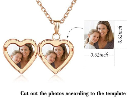 YOUFENG Love Heart Locket Necklace that Holds Pictures Polished Lockets Necklaces Birthday Gifts Unicorn - color: RoseGold