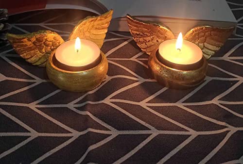 Angel Wings Tealight Candle Holder, 2 Pack Prayer Candle Holder for Christening Favor, Baptism Favor, Communion, Religious Favor Votive Holder Memorial Gifts
