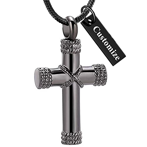 shajwo Cremation Jewelry Cross Urn Necklaces for Ashes for Women Men Urn Pendant Memorial Keepsake Ash Holder - color: Customize