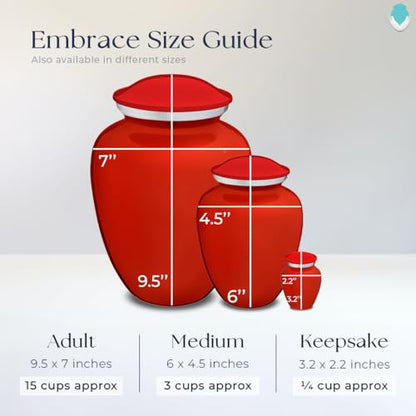 Embrace Keepsake Personalized Butterfly Cremation Urns for Human Ashes I Bright Red Funeral Urn for Men and Women with Double Side Engraving I 3.5 lbs - color: Bright Red
