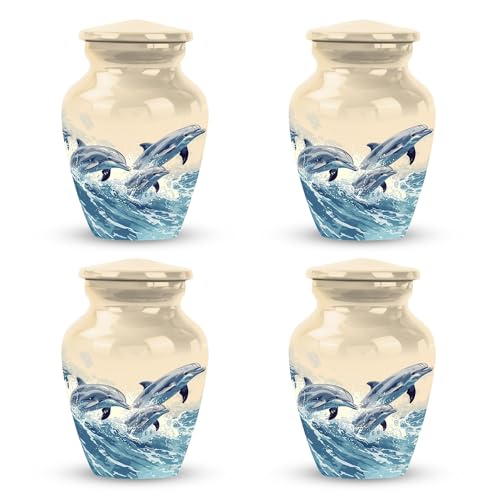 Mini Dolphin Urn - Keepsake Urns - Keepsake Urns for Human Ashes Dad - Cremation Urns for Burial - Small Memorial Urns and Keepsakes for Ashes (Size - 3inch,4pcs) - size: #4 (Set of 4)